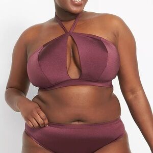 Lane Bryant NWOT High-Neck Cutout Swim Bikini Top